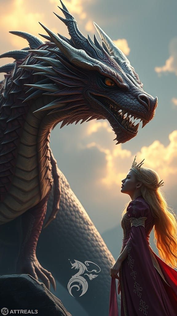 Dragon Engages Princess in Intimate Conversation