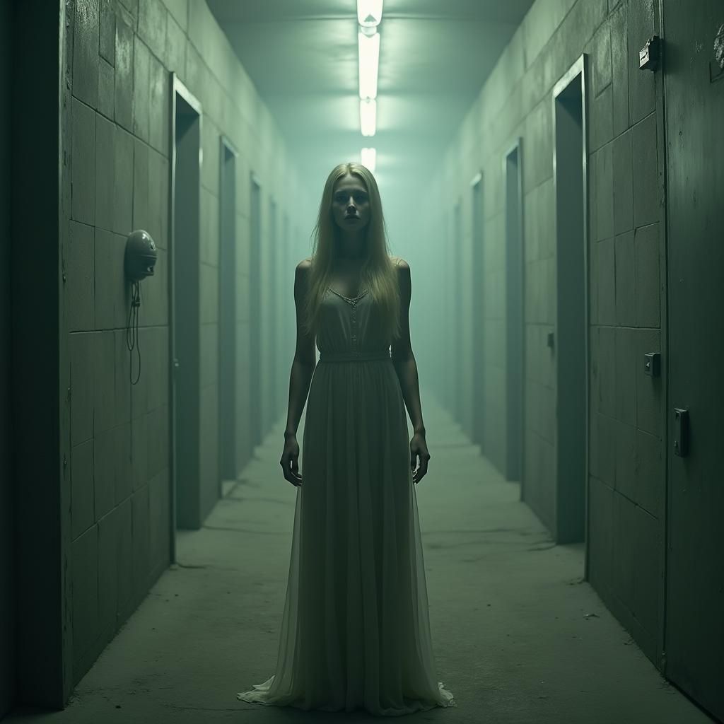 Surreal Corridor Portrait in a Dreamlike Style