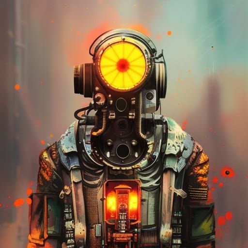 Dark Horror Ink Art: Bipolar AI in Dieselpunk Style