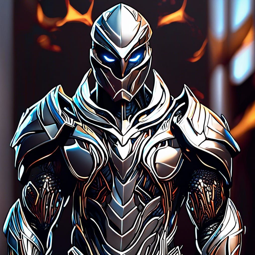 High Tech Superhero in Silver Armor