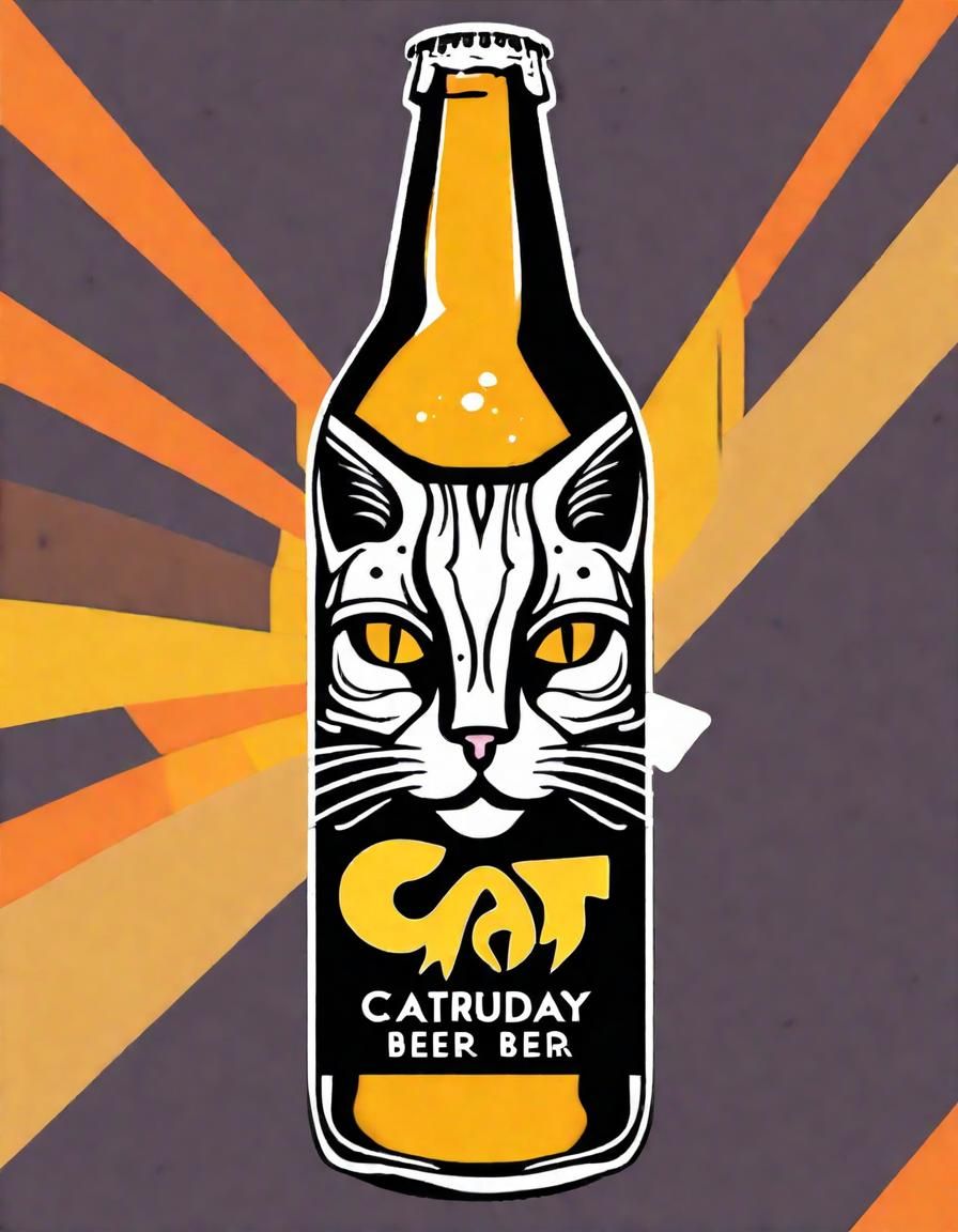 Caturday Beer: Abstract Cat Logo Bottle