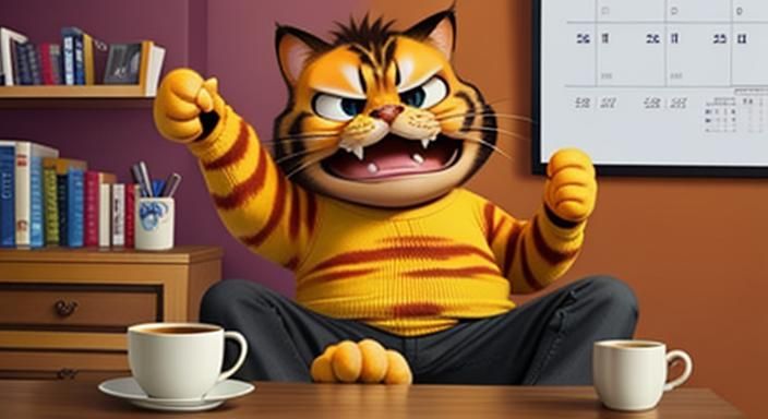 Garfield Cat Flips Off Monday, Festive Style