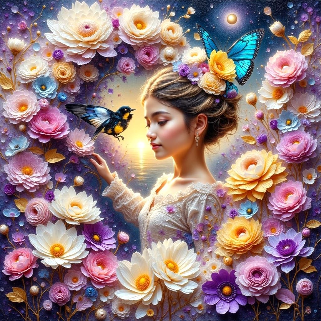 Rainbow Light Impasto Painting with Expressive Brushstrokes