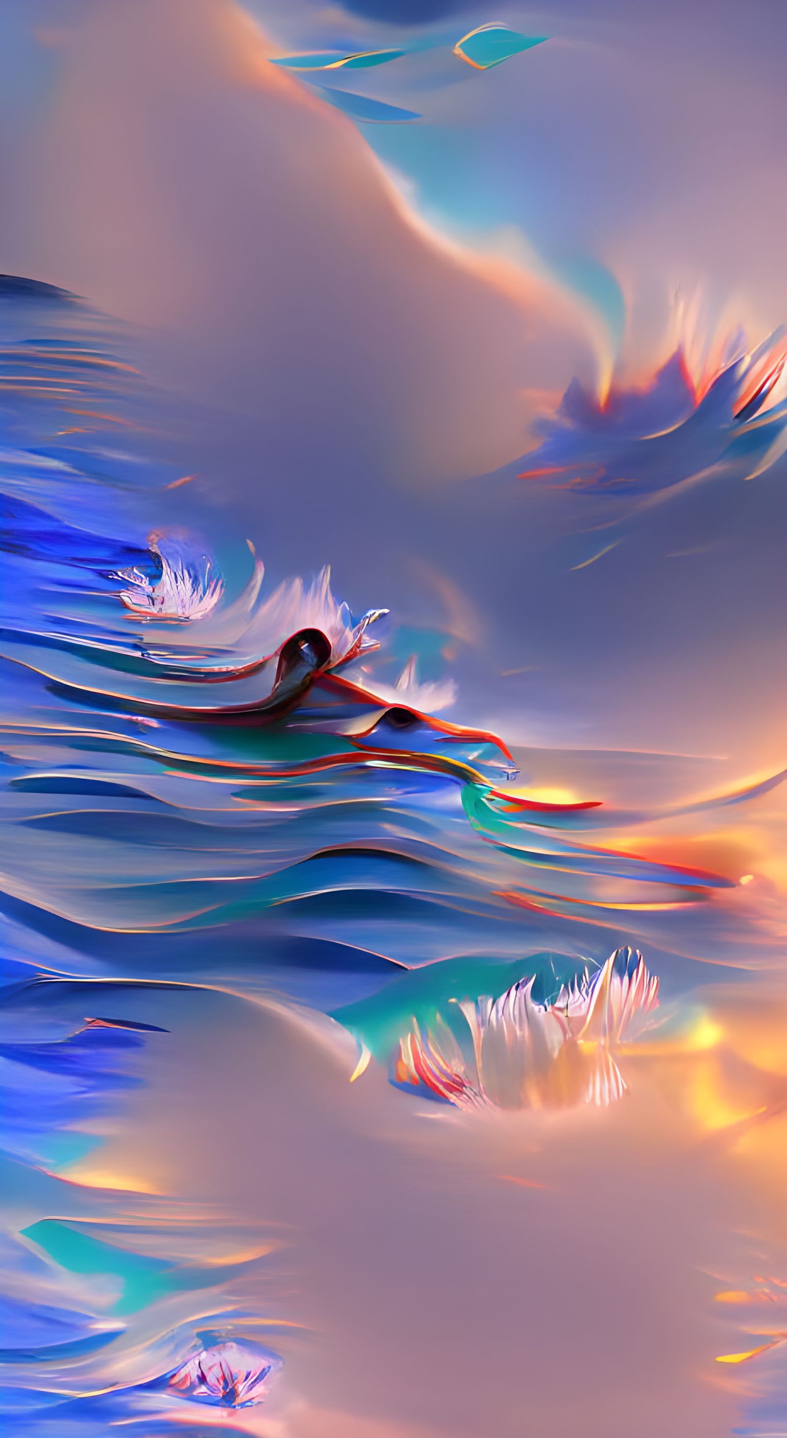 Iridescent Water Ripples in Abstract 3D