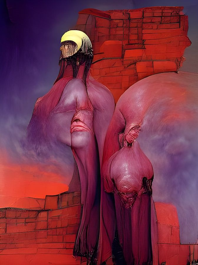 Surreal Two-Headed Woman Portrait in Wayne Barlowe Style