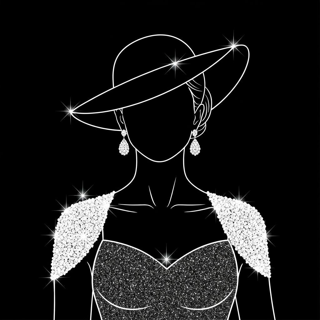 Elegant Woman in Sparkling Dress, Vector Illustration