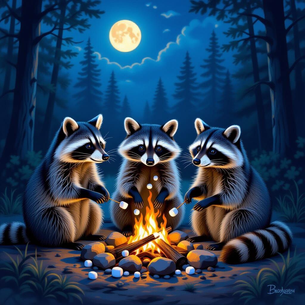 Roasting Marshmallows at Camp Raccoon
