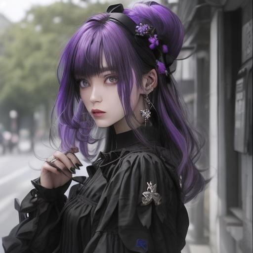 Anime Girl with Katana and Purple Hair