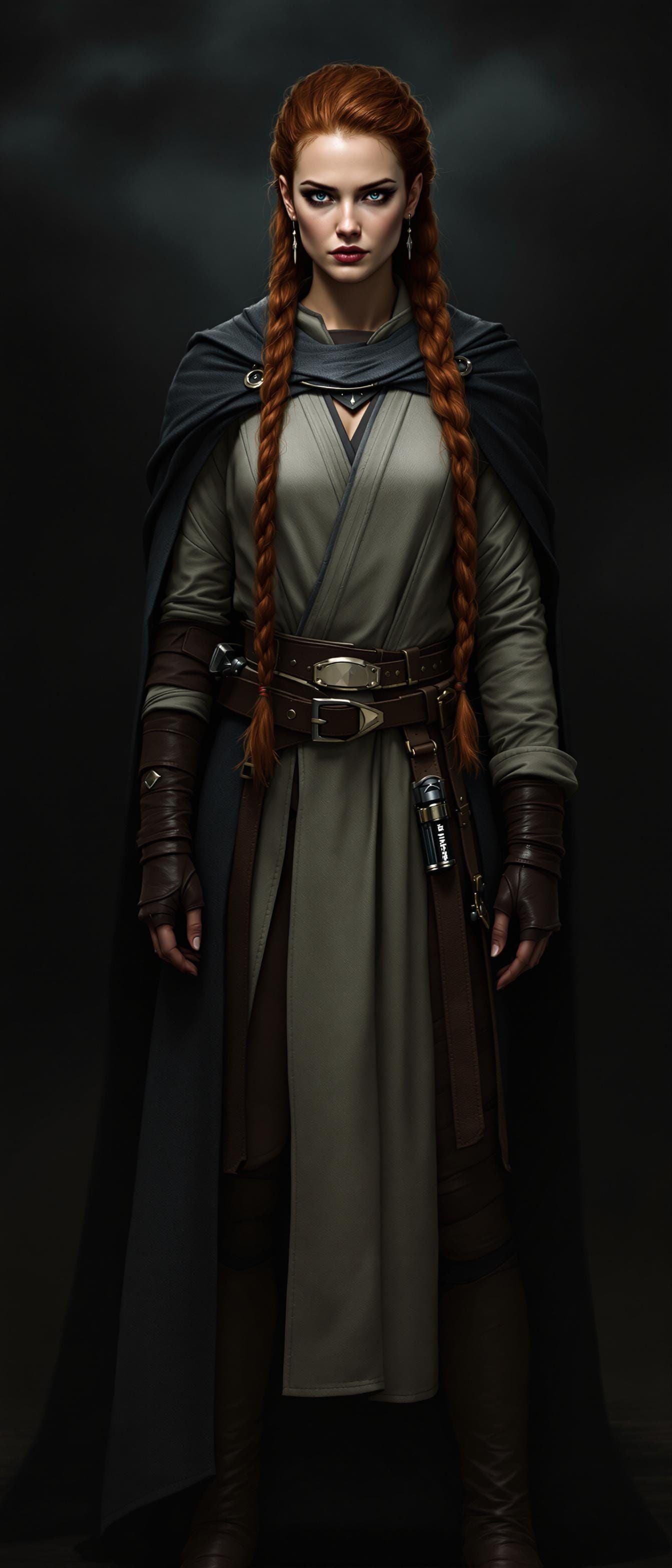 Serene Jedi Warrior in Medieval-Inspired Robes