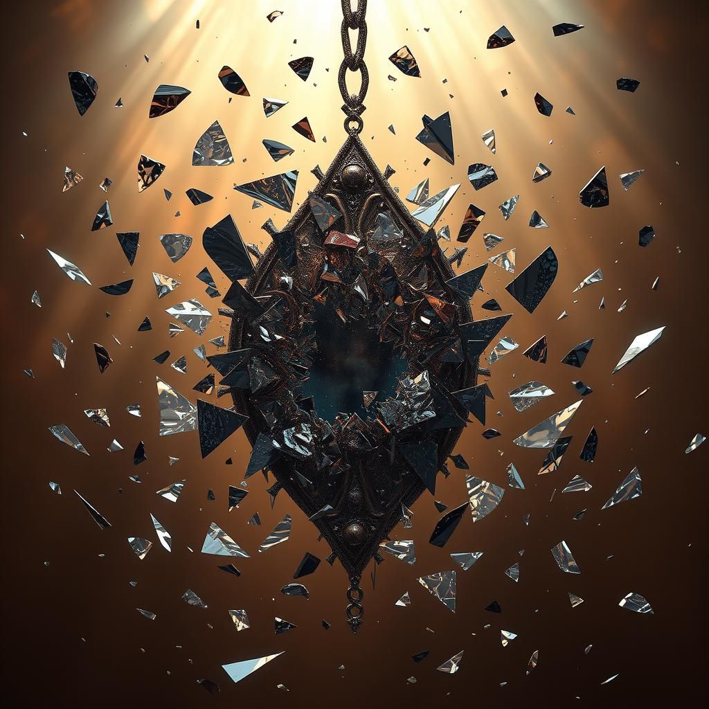 Mystical Shattered Mirror in Baroque Style