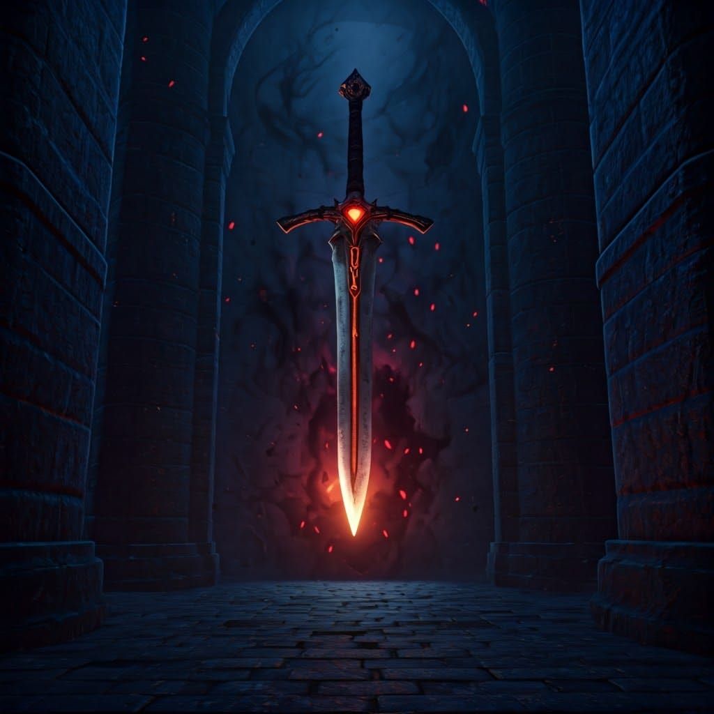 Cursed Sword in Dungeon: 3D Anime Art