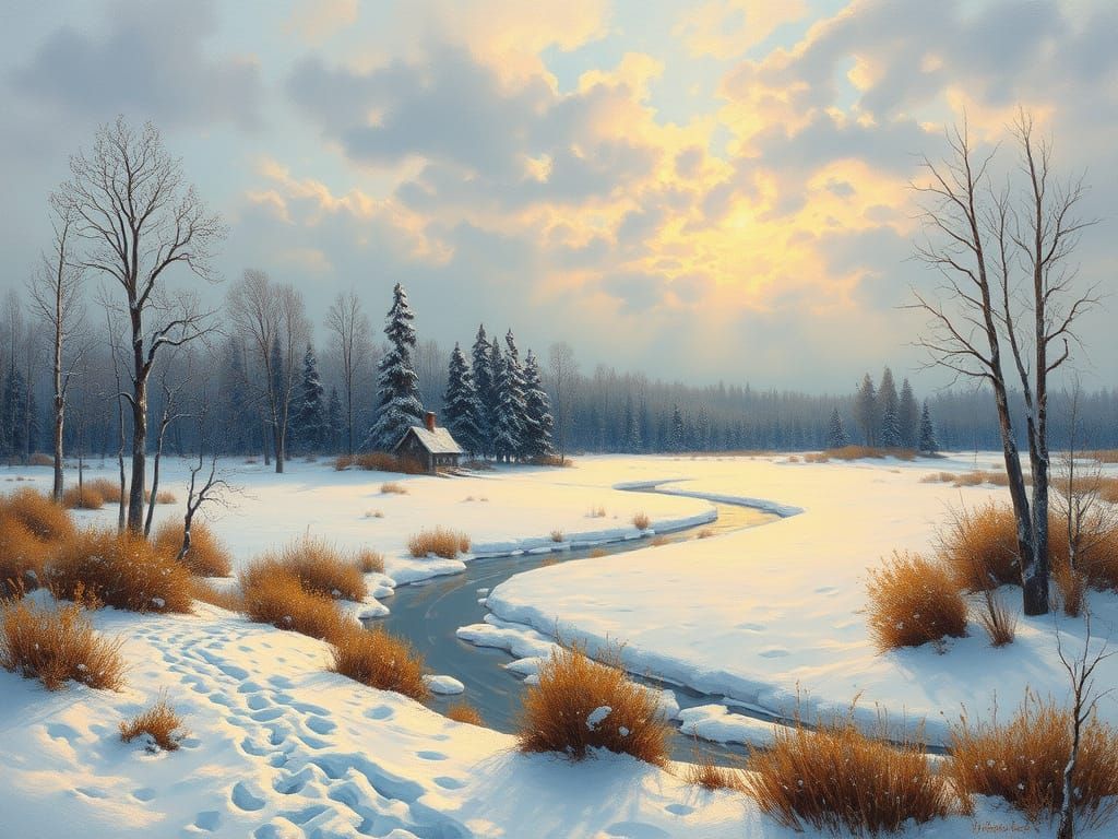 Russian Winter Landscape as Impasto Painting