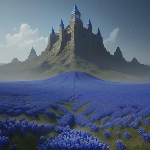 Detailed Matte Painting of Texas Bluebonnet Field