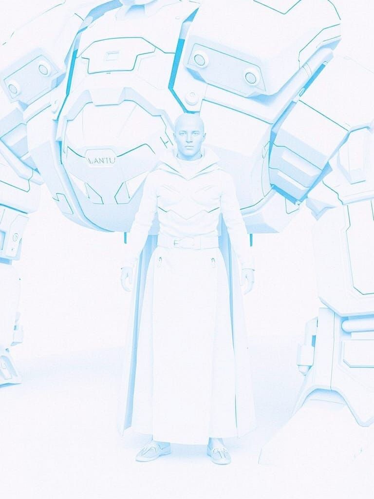 Futuristic Human in Polished Metal Armor