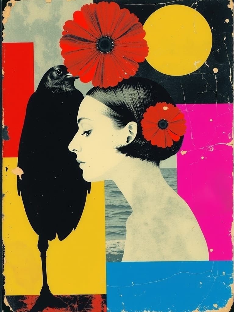Geisha with Flowers: Fashion Sketch in Magical Realism