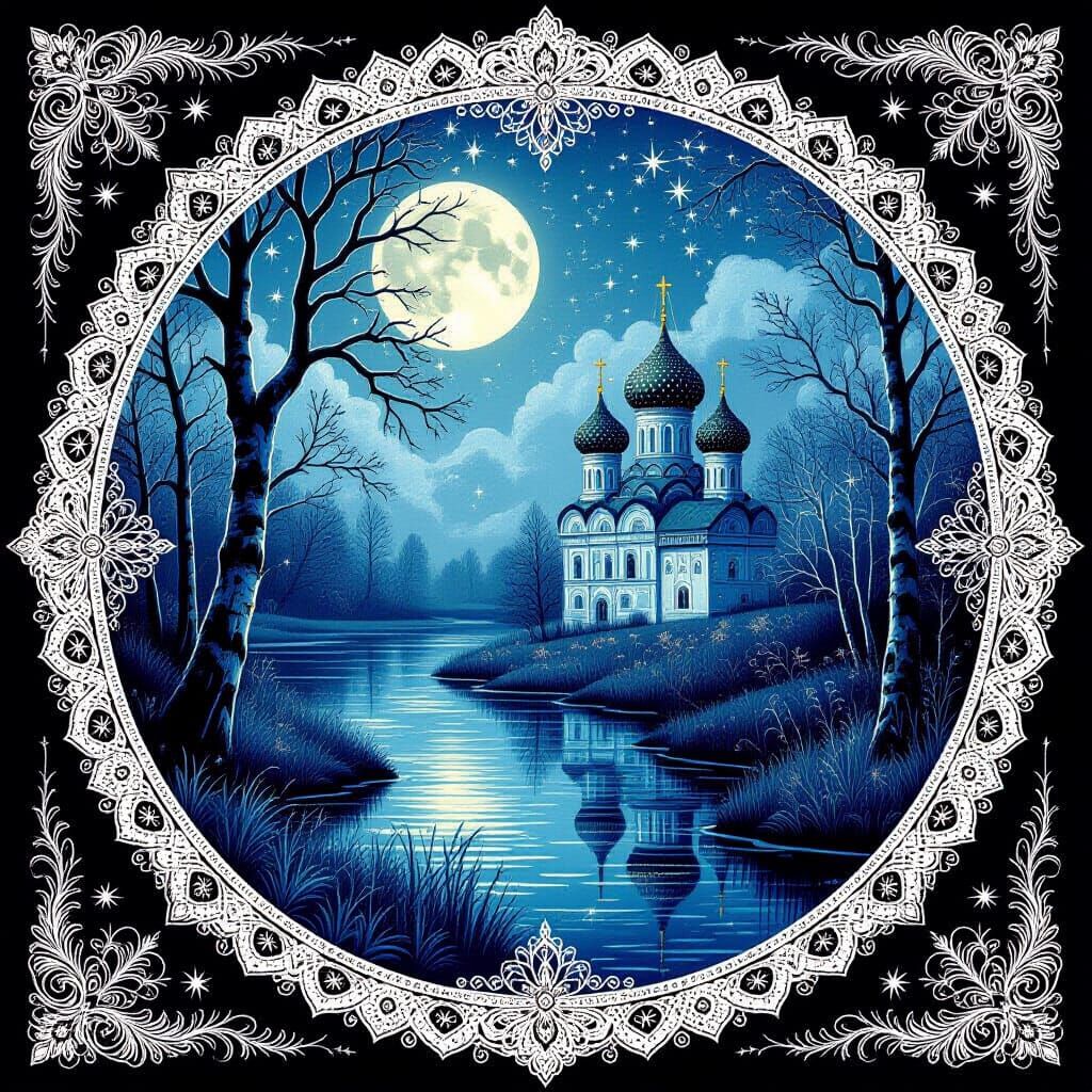 Magical Russian Fairy Tale Art with Intricate Lace Patterns