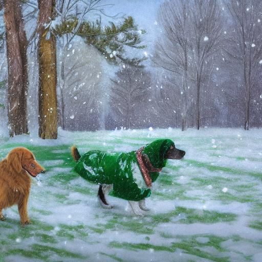 Golden Retriever Runs in Winter Wonderland