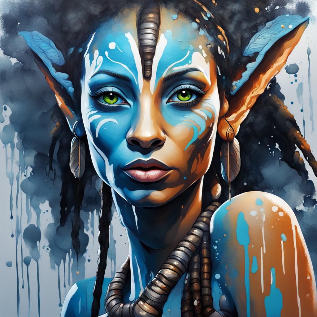 Neytiri from Avatar in Graffiti Art Style