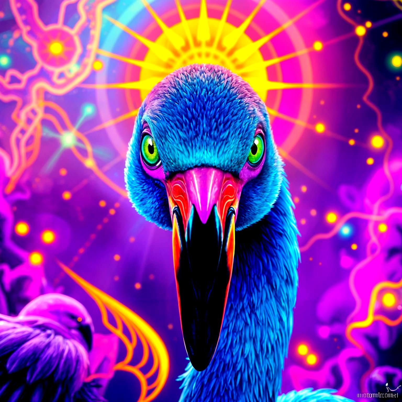 Cosmic Flamingo in Neon Dreamscape