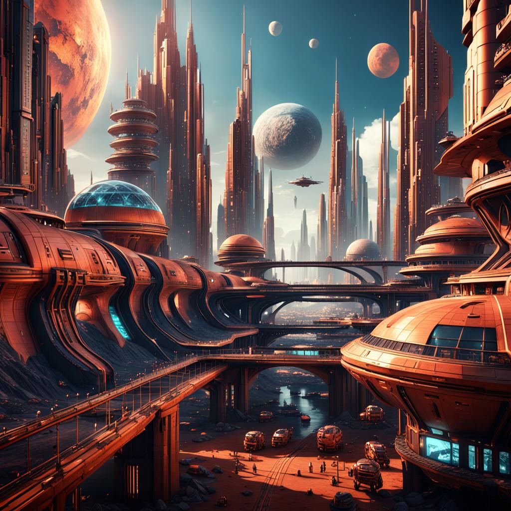 Futuristic Mars City Concept Art