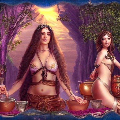 Long-Haired Goddess of Partying: Detailed Matte Painting