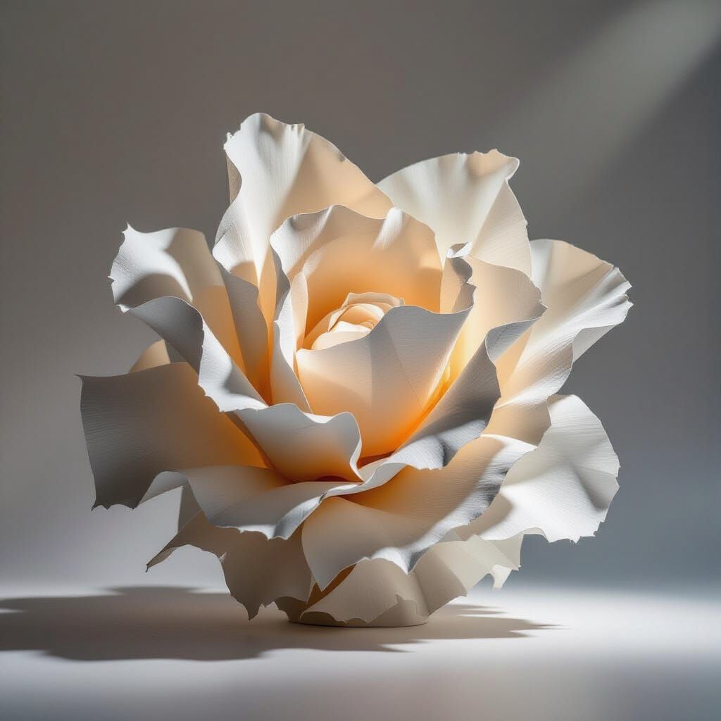 Abstract Paper Sculpture with Dramatic Lighting