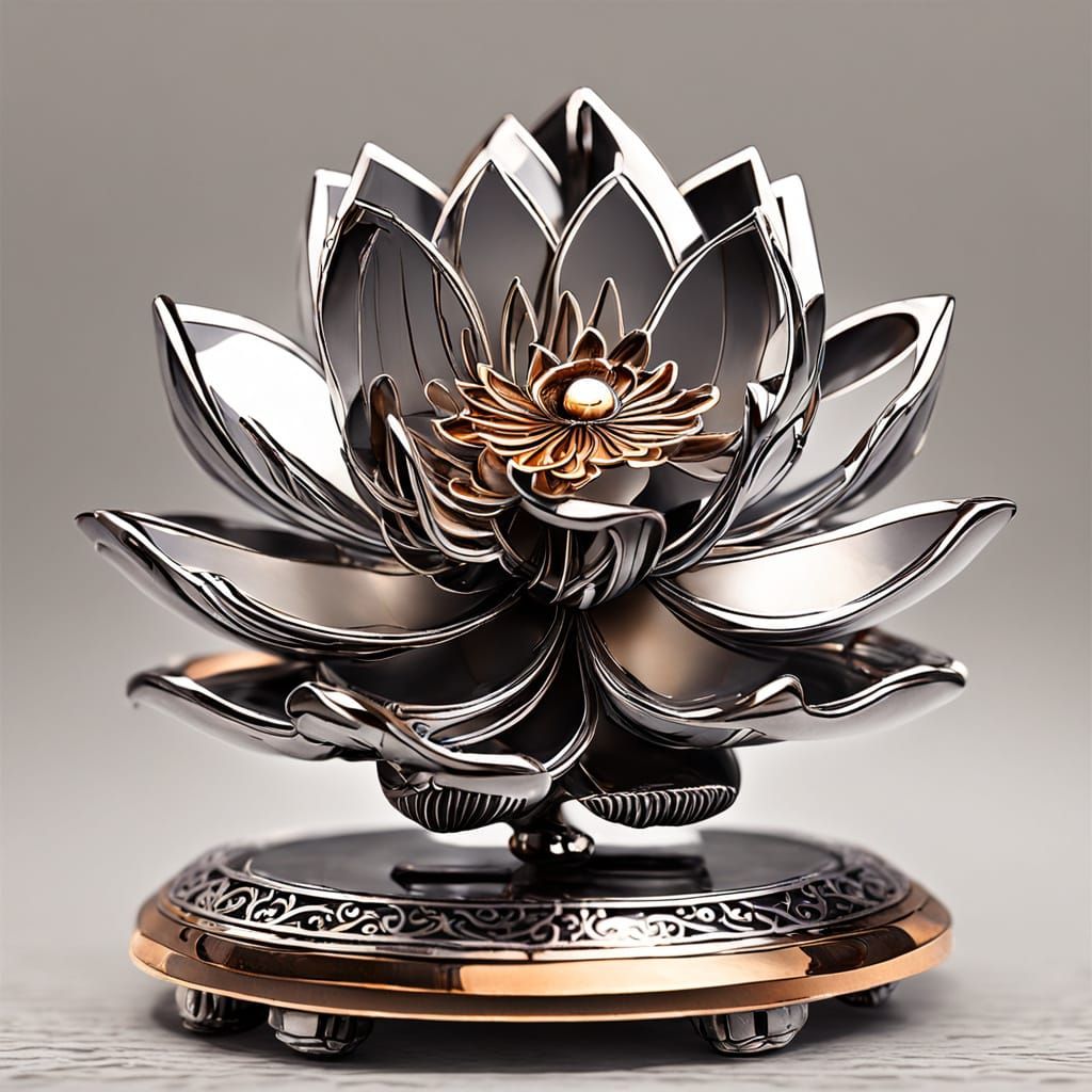Steampunk Chrome Lotus Figurine