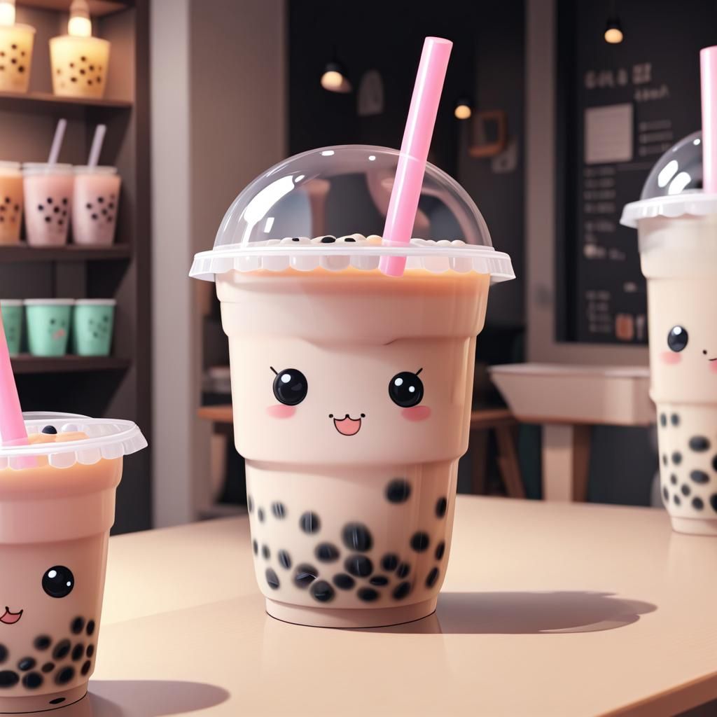 Cute Animated Bubble Tea Illustration