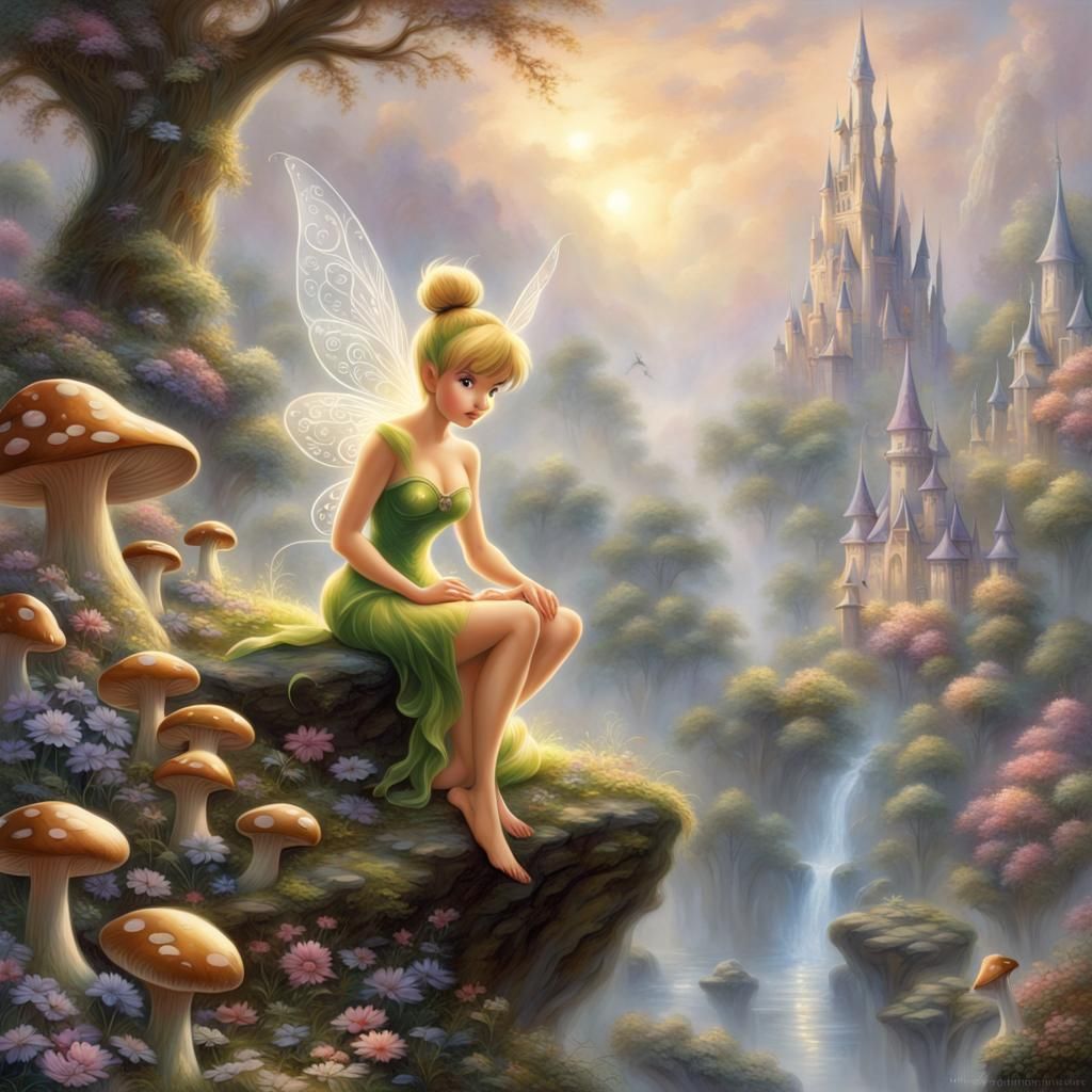 Ethereal Tinkerbell Portrait in Hyperdetailed Fantasy World