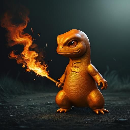 Hyperrealistic Charmander in Cinematic Composition