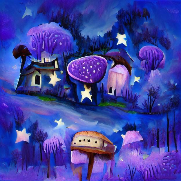 Twilight Forest Home Among Giant Mushrooms