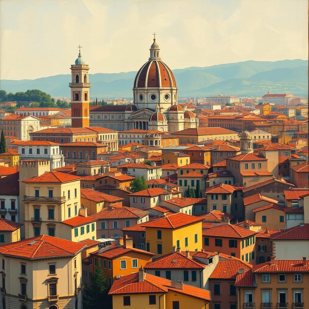 Italian Cityscape with Modernity and Ancient Charm
