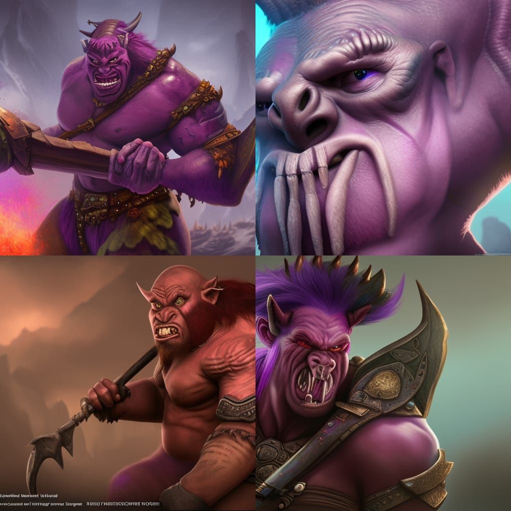 Purple Orc Barbarian: Detailed Matte Painting