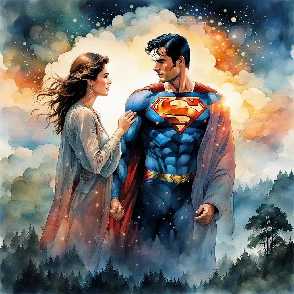 Celestial Bond: Superman and Lois Lane Under the Starlit Emb...