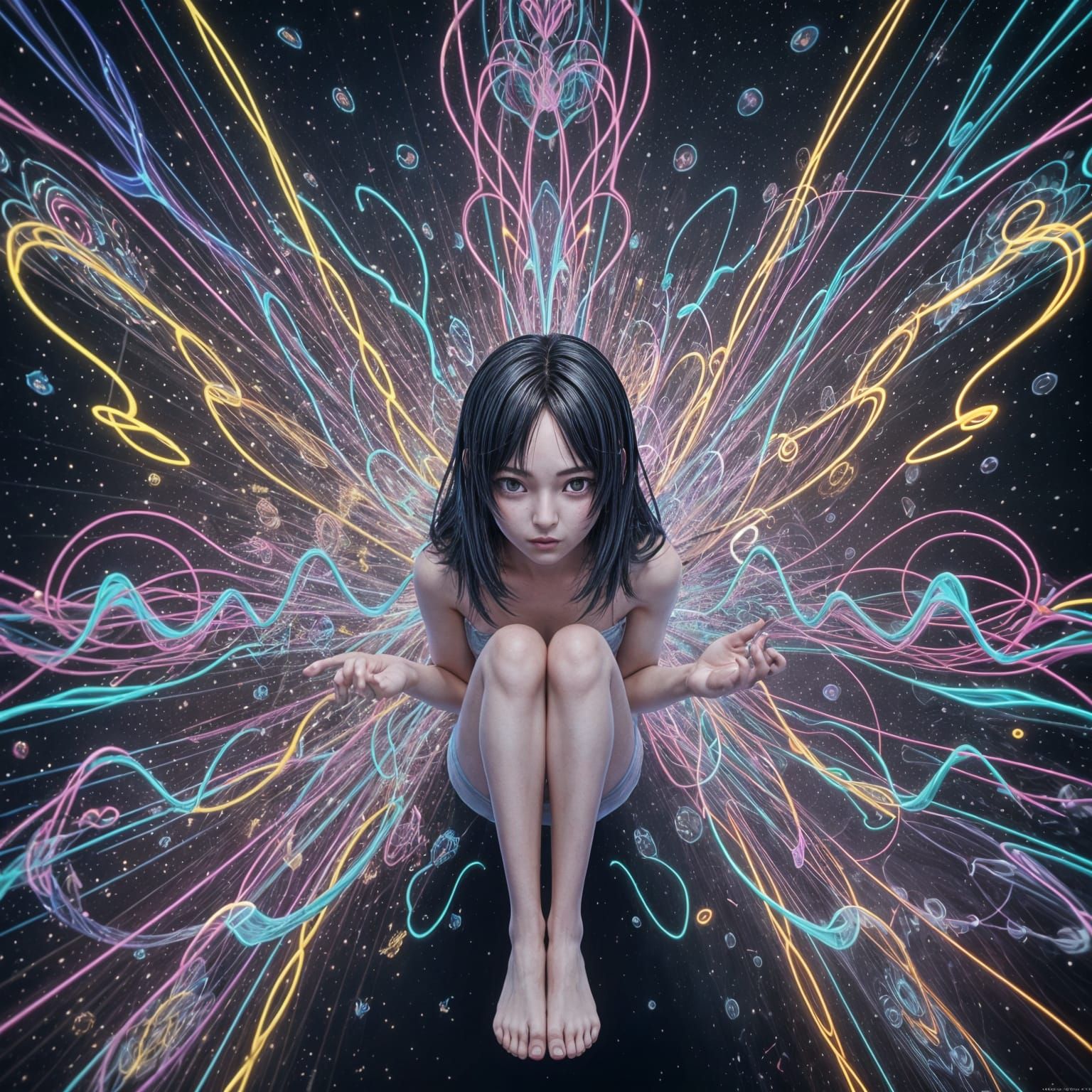 Anime Style Hallucination in Detailed 3D Render