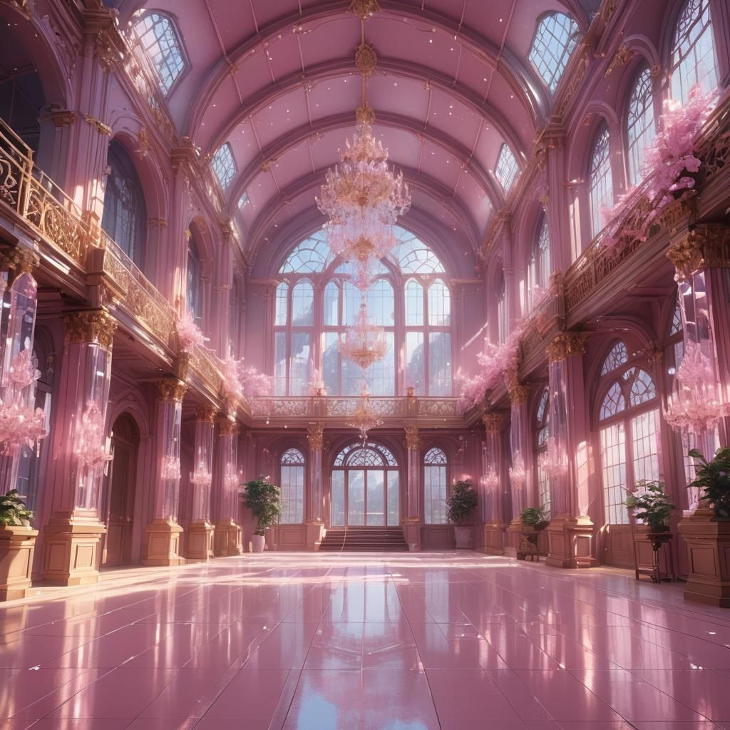 Pink Crystal Hall: 3D Anime Art