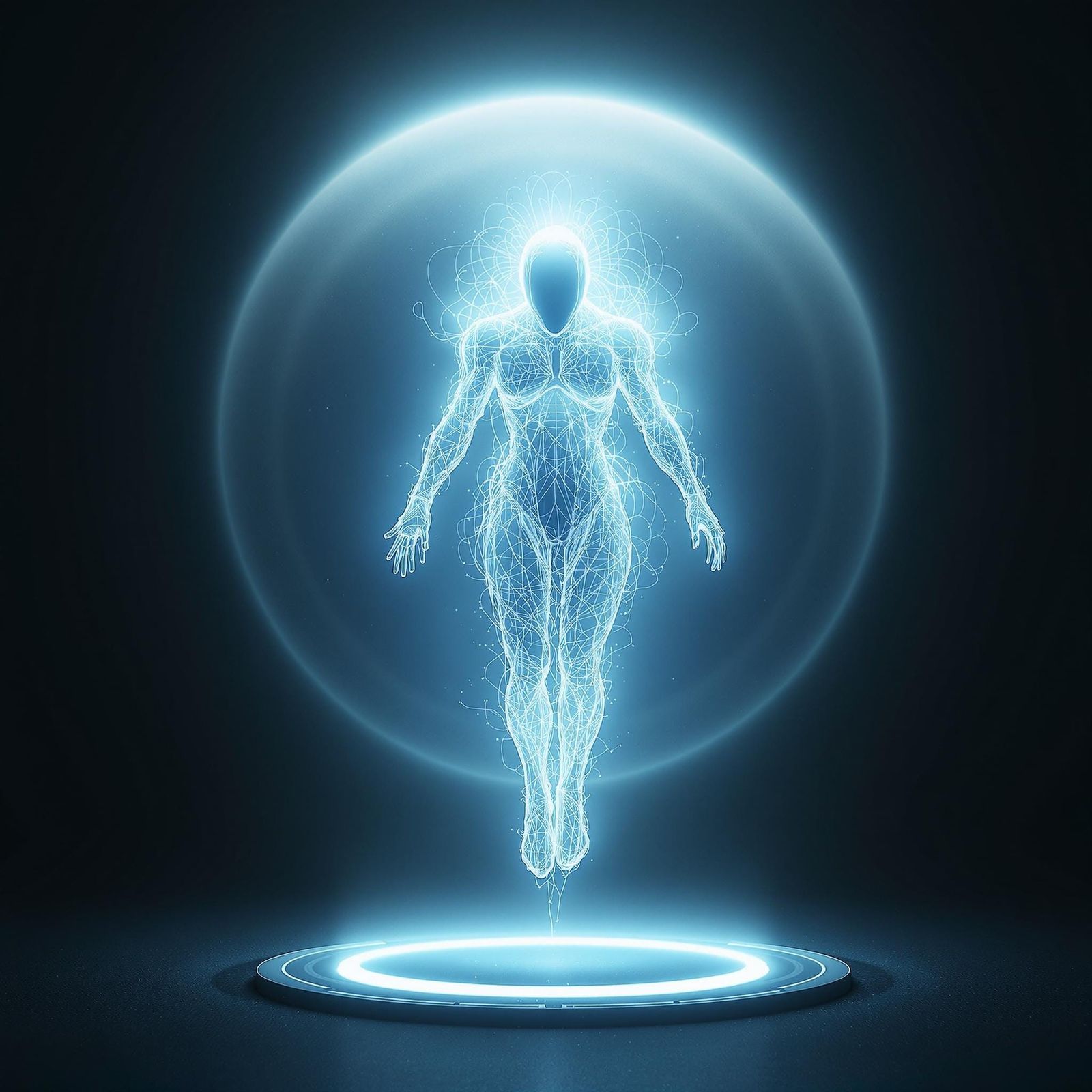 Mysterious Alien Being in a Halo of Ethereal Light