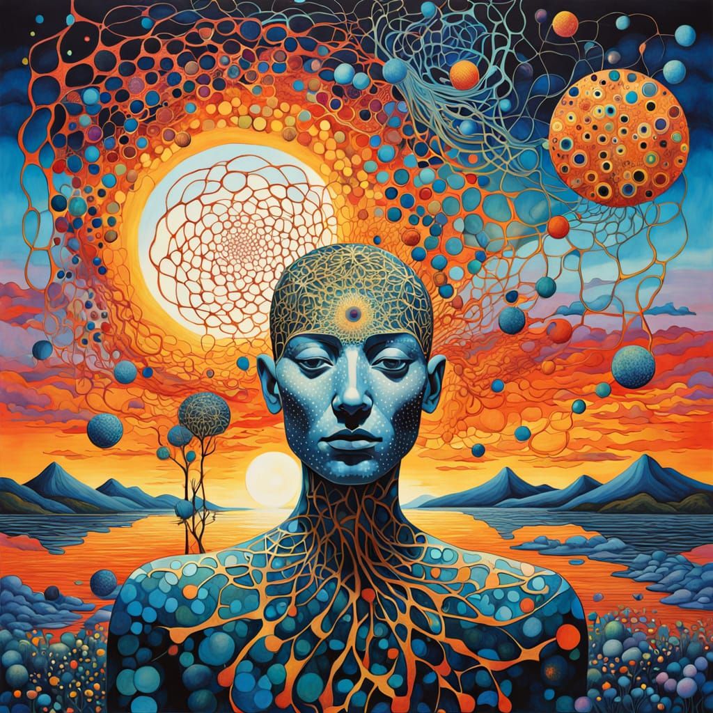 Surreal Dreamlike Form in Vibrant Sunset Aesthetic