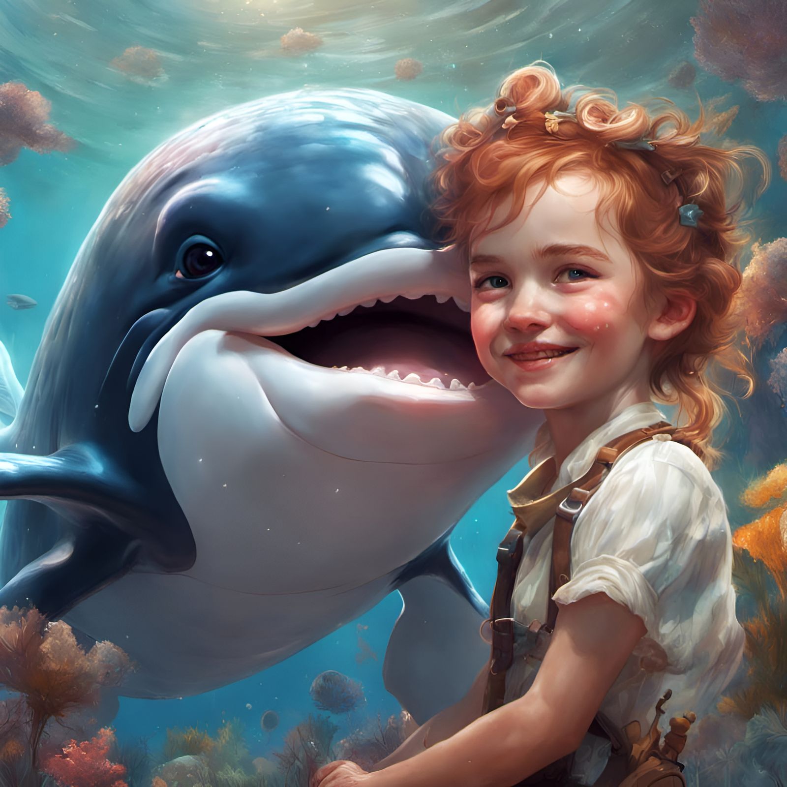 Bearded Whale Portrait: Artgerm, Pixar Style