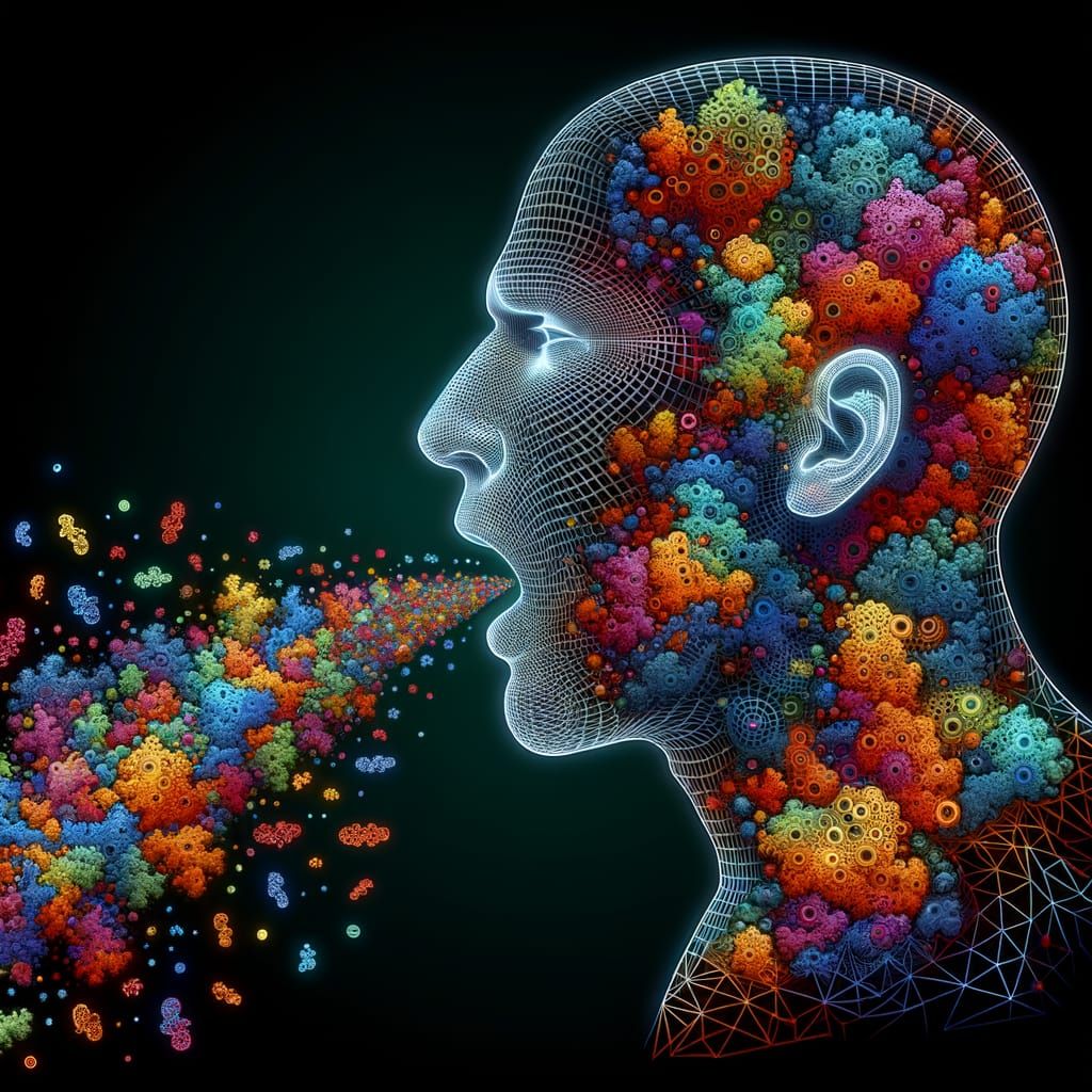 Holographic Man Emitting Fractal Creatures