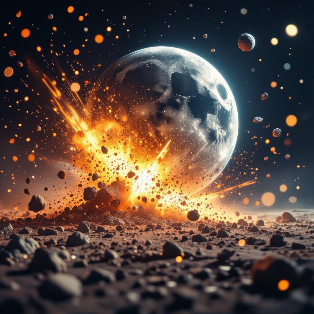 Cataclysmic Moon Collision with Earth: Dramatic DSLR Photo