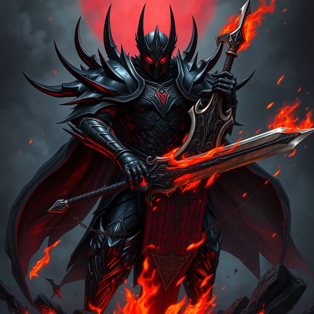 Anime Shadow Knight with Runic Greatsword