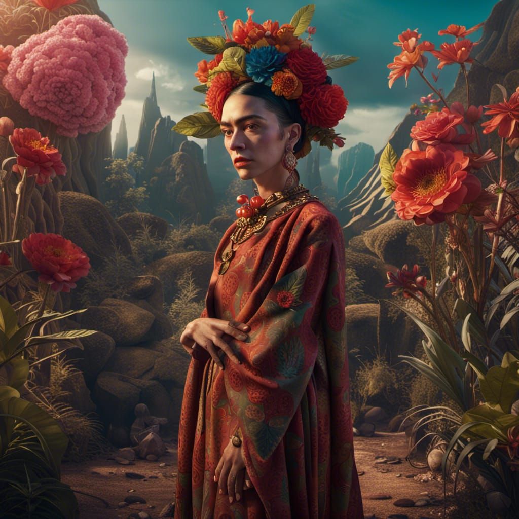 Frida Kahlo as Botanist: Apocalyptic Matte Painting