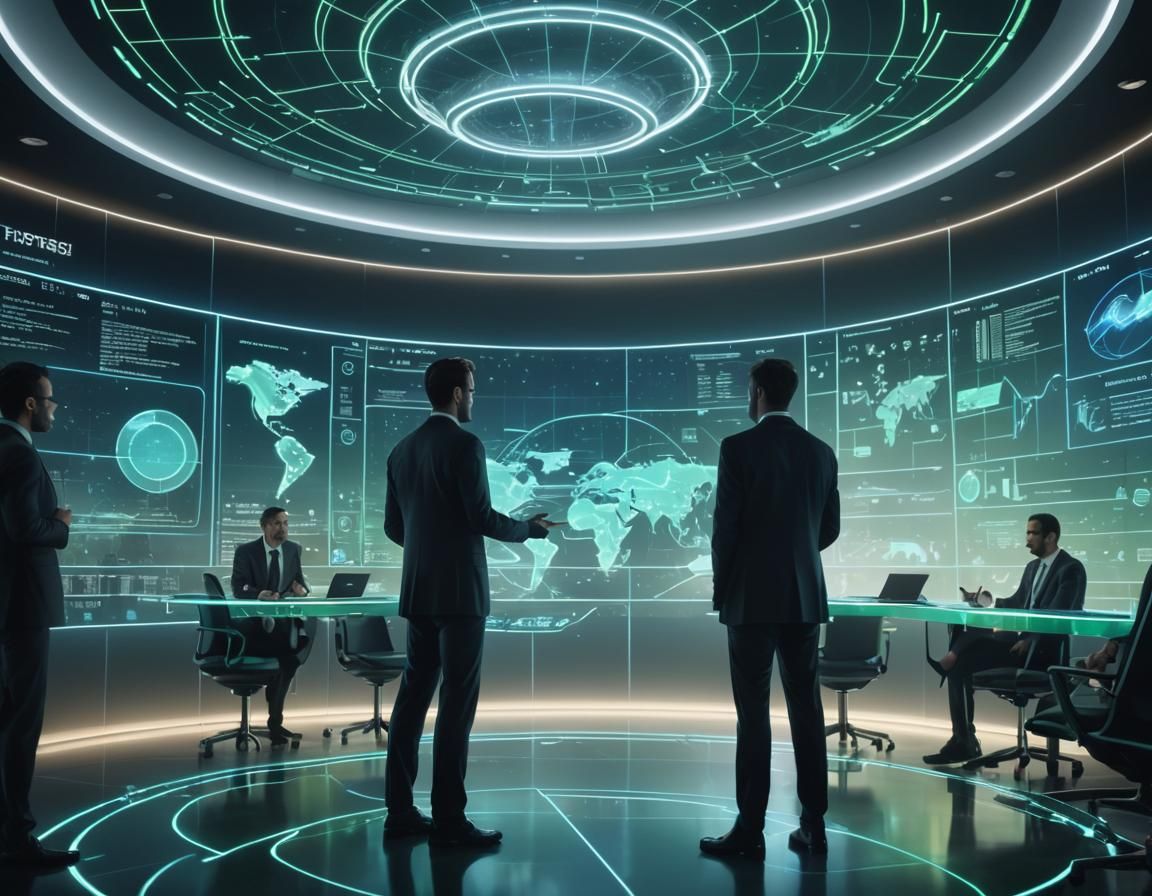 Futuristic Business Consultant Presents Strategies in High-T...