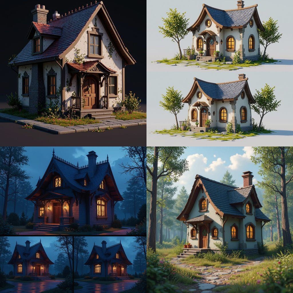 Simple One-Story House in Fantasy Concept Art Style