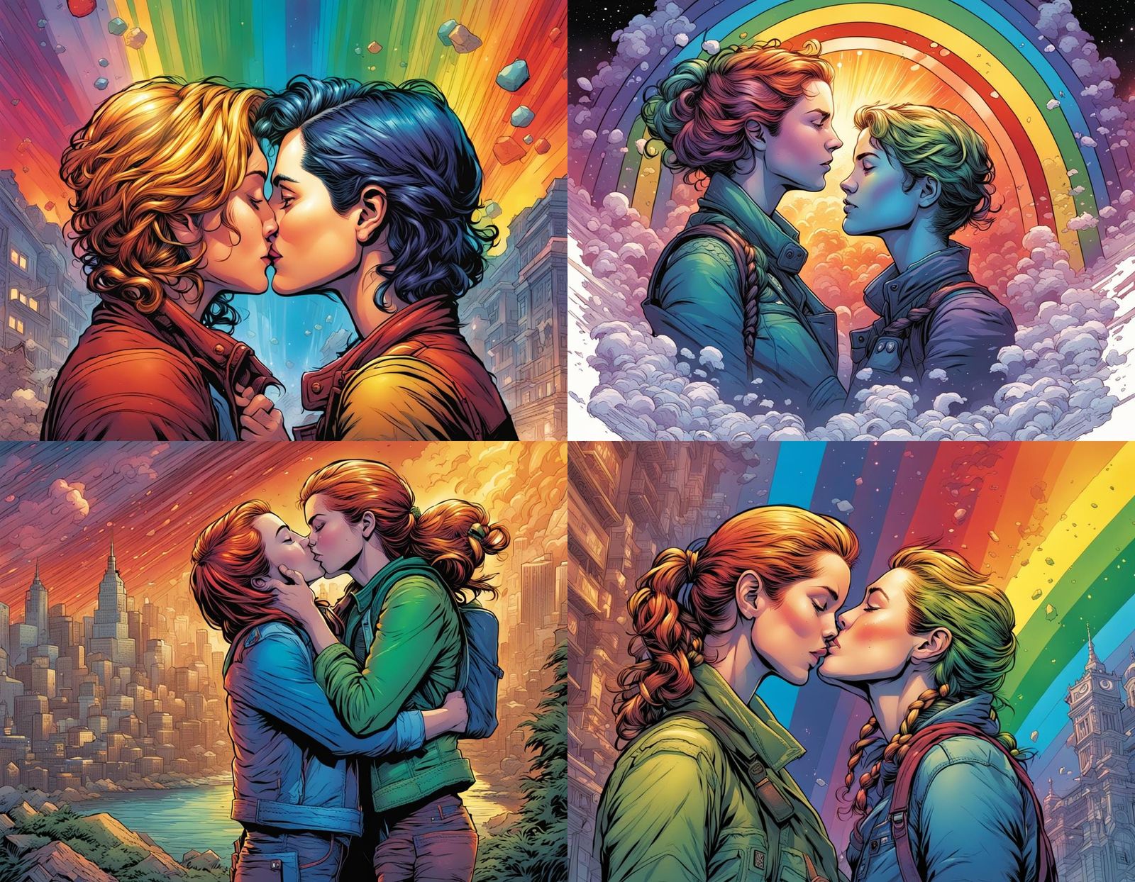 rainbow  lesbians kissing