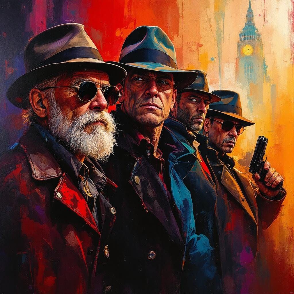 Eclectic New York Criminal Crew in Gouache Style