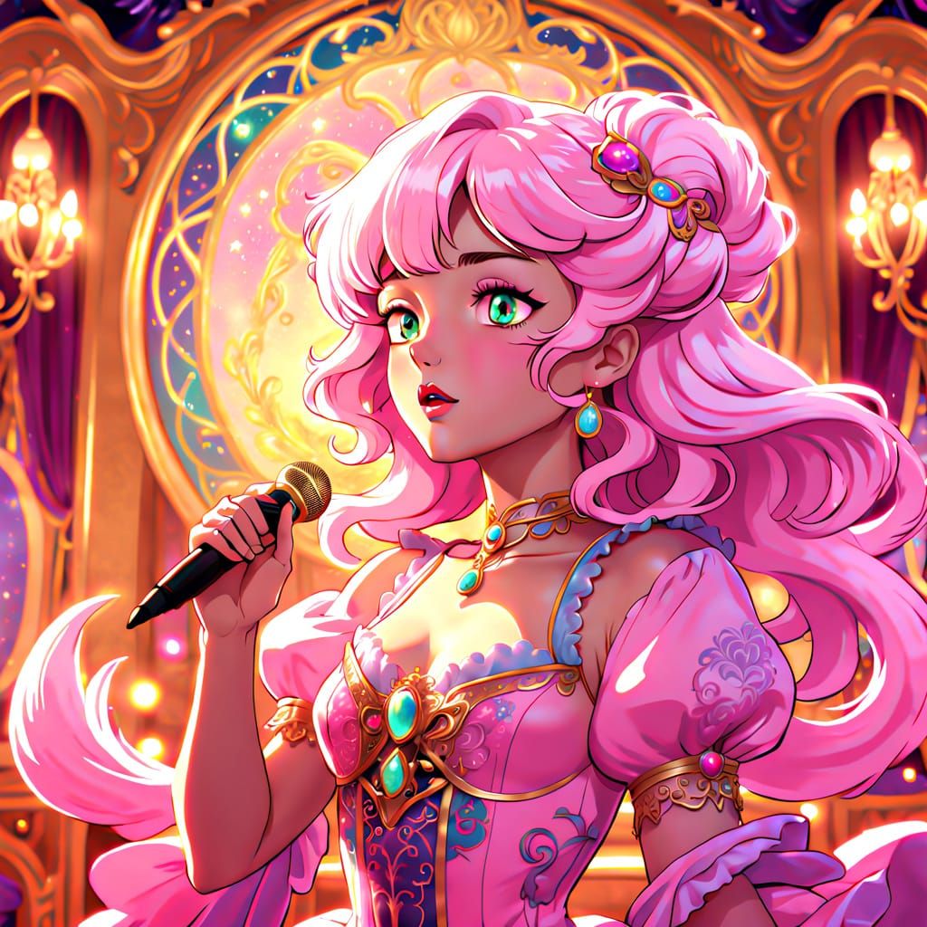 PinkPantheress Sings in Rococo Room: Anime Art Nouveau