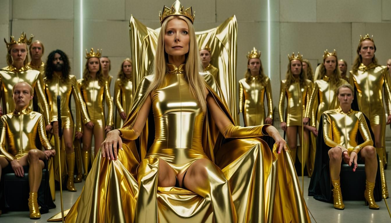 Futuristic Empress in Latex Throne Room