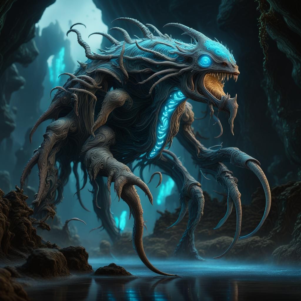 Bioluminescent Legendary Creature in Detailed Digital Painti...